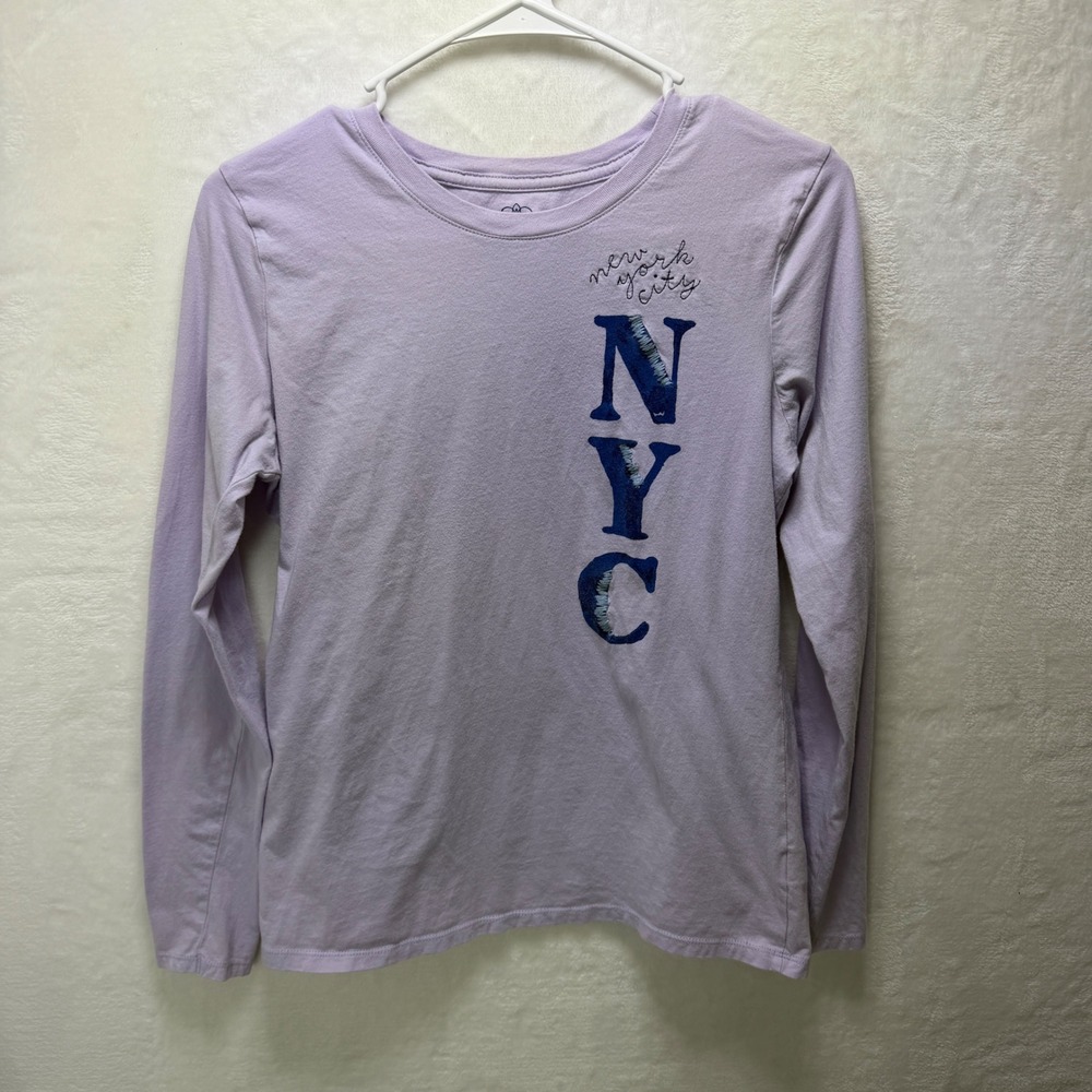Old Navy Womens Long Sleeve Tee "New York" Lavender Purple Solid Size M